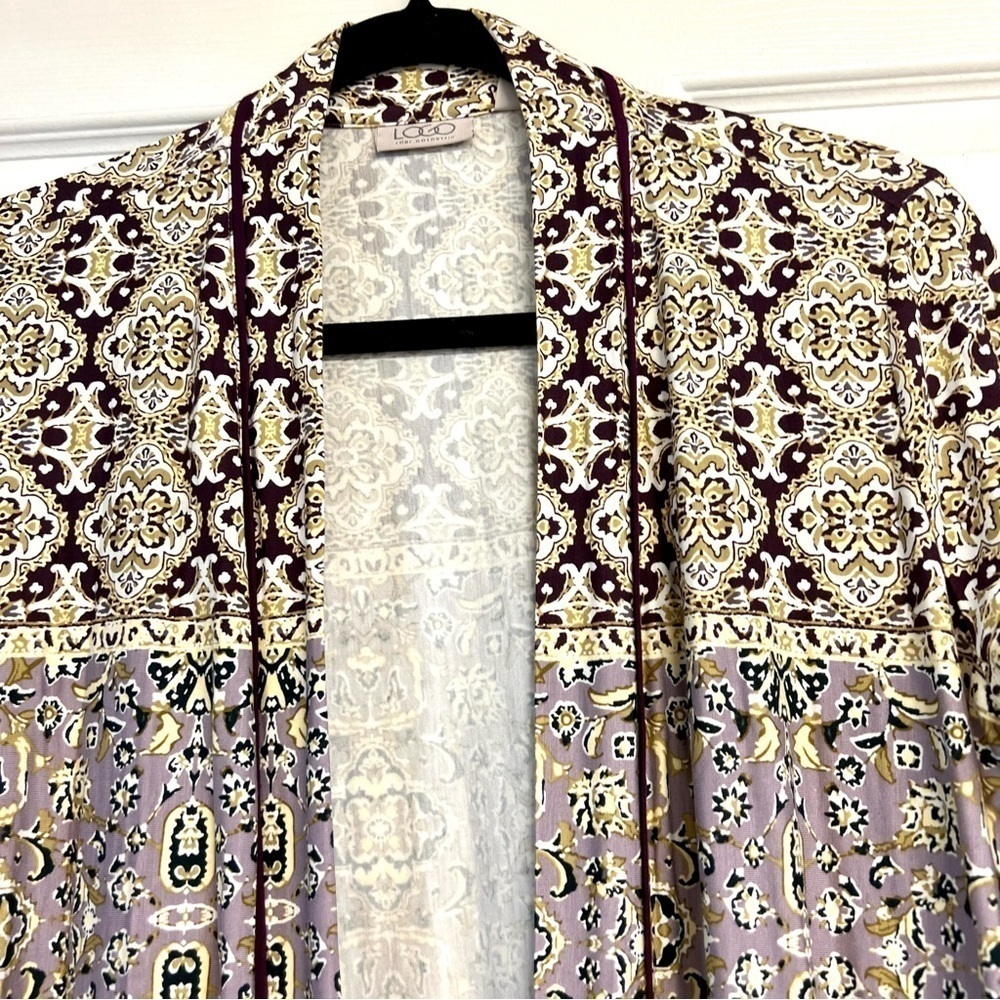 Logo Longline Duster Patchwork Boho Cardigan Kimo… - image 2